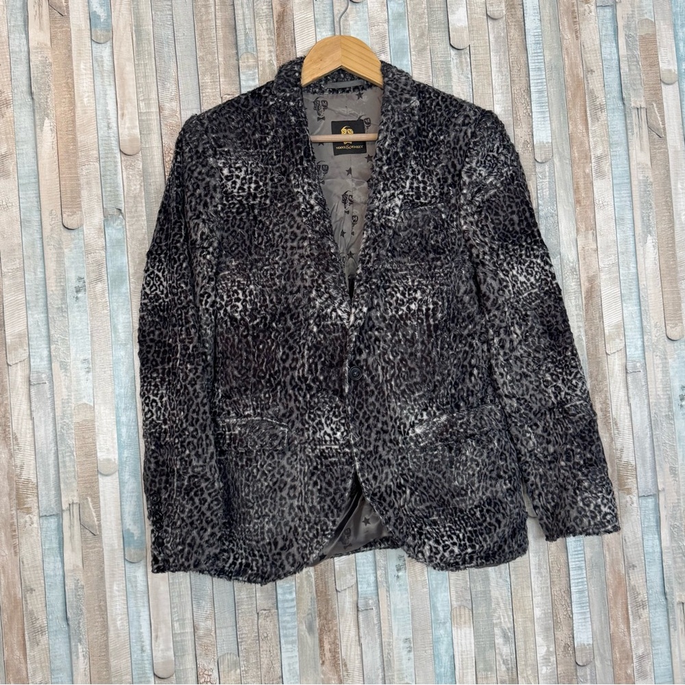 Noose & Monkey 40R Faux Fur Leopard Printed Blazer Jacket Funky Party ASOS $227